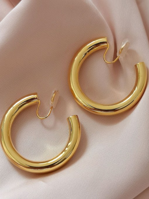 18K gold [40mm] Brass Geometric Minimalist Hoop Earring